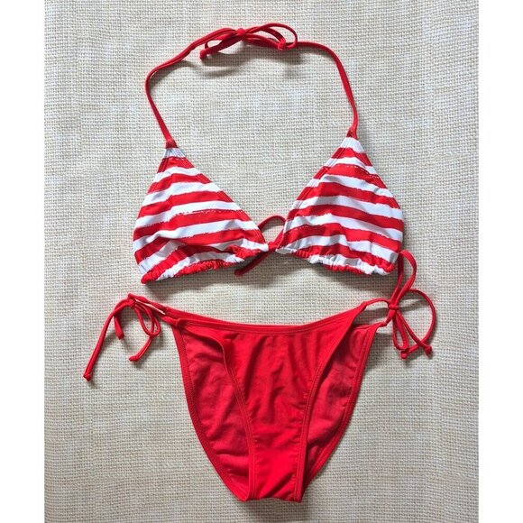 Xhilaration 2 Piece Reversible String Bikini Size L American Flag Patriotic Sexy - Picture 11 of 14